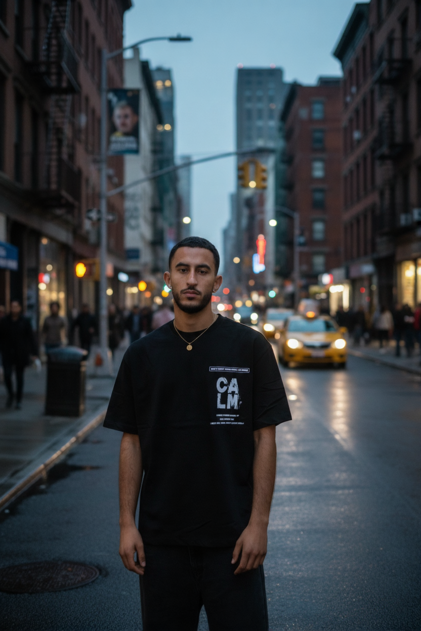 Black Oversized Streetwear T-Shirt Calm Down